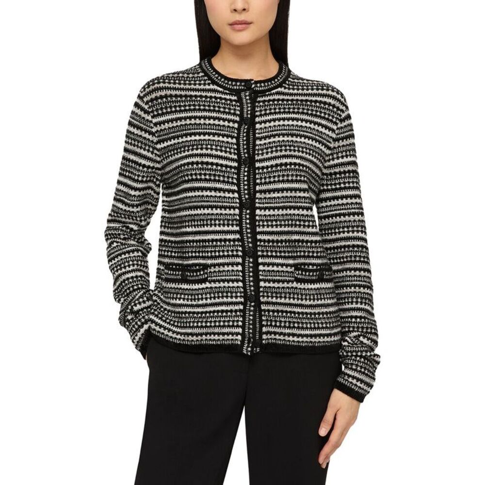 Lafayette 148 New York Womens Plus Mixed Stitch Button Front Cardigan